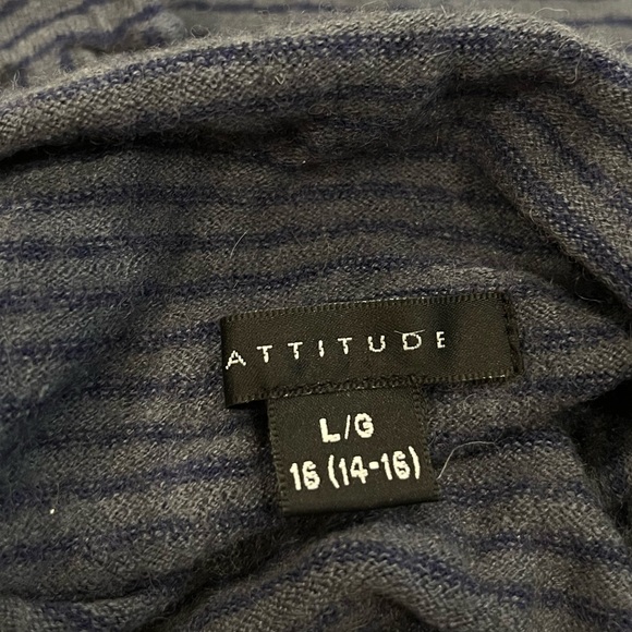 Attitude grey turtleneck with navy stripes :) - Picture 3 of 4